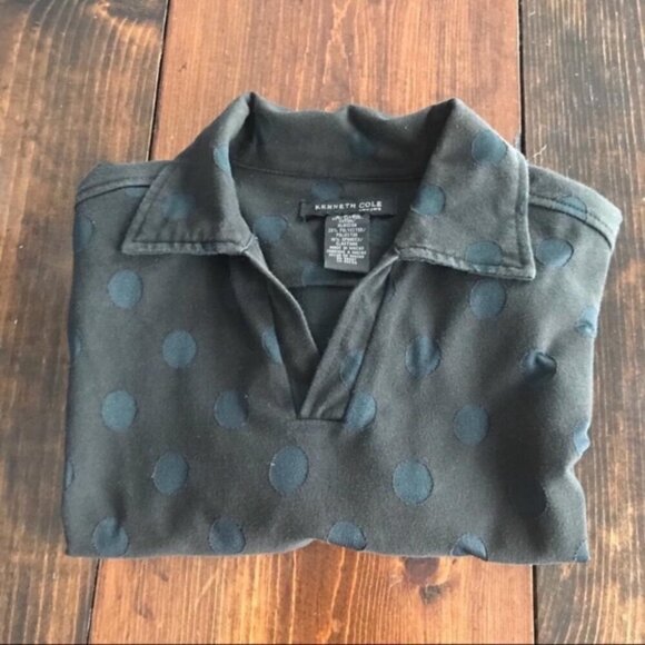 Men’s Kenneth Cole Polo Short Sleeve V-Neck Shirt Black Small - Picture 1 of 6